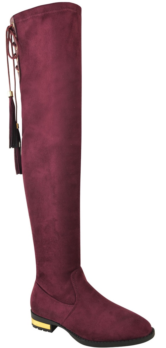 ladies low heel knee high boots